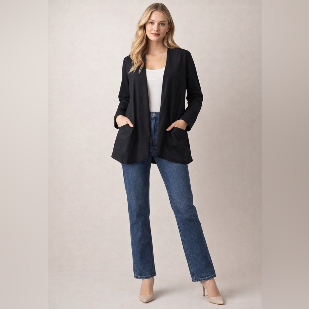 Lafayette 148 Reversible Open Front Jacket Blazer Relaxed Fit Lightweight Pocket